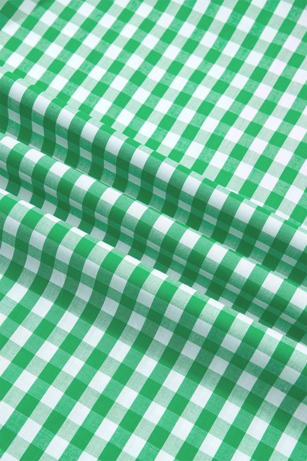 Bright Green Summer Color-Blocked Plaid Pattern Midi Dress