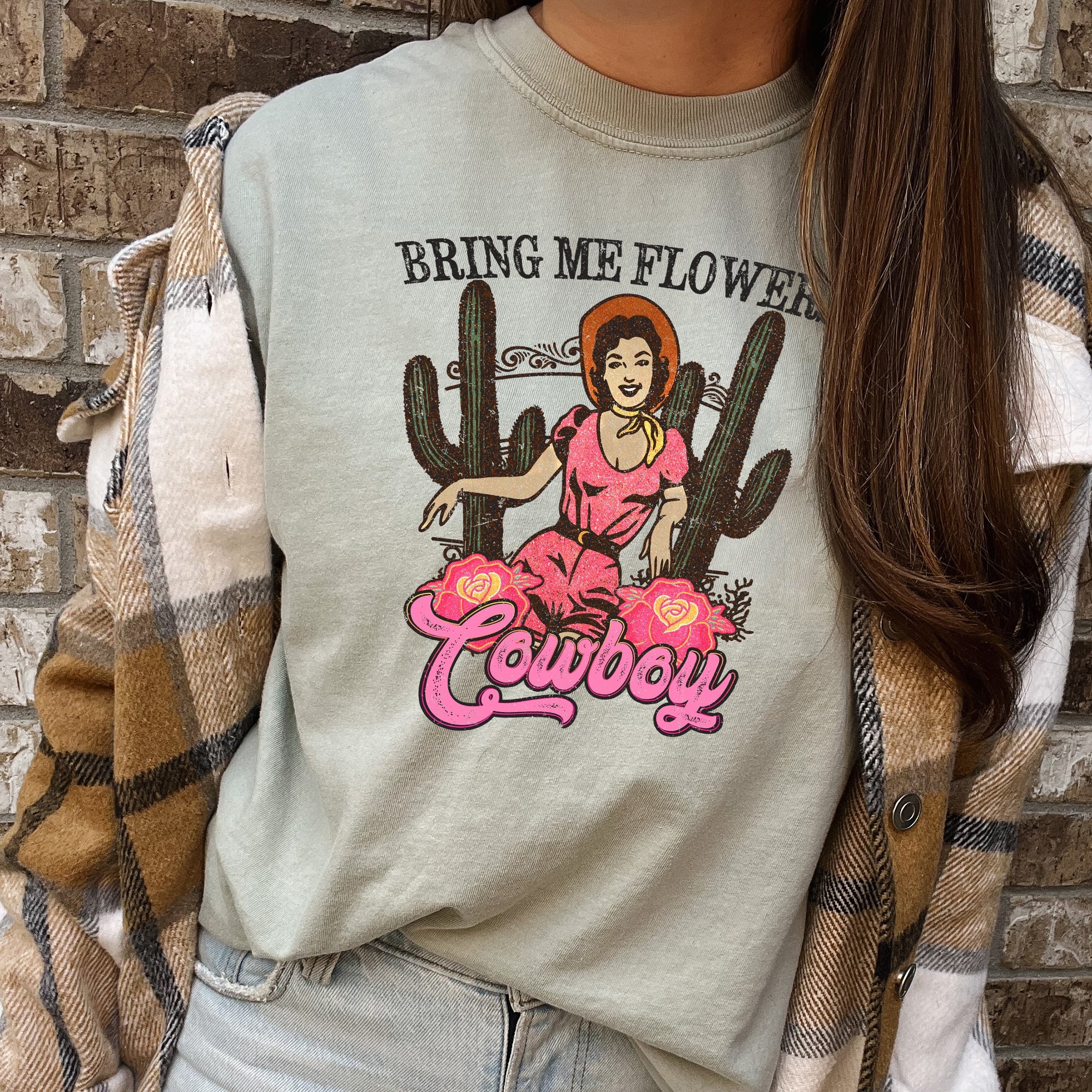 Bring Me Flowers Cowboy Western Country Valentine's Day Vintage Comfort Colors Tee