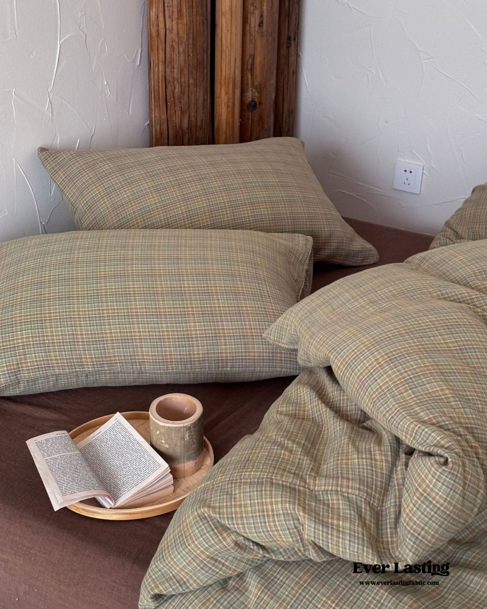 British Vintage Plaid Bedding Set / Black