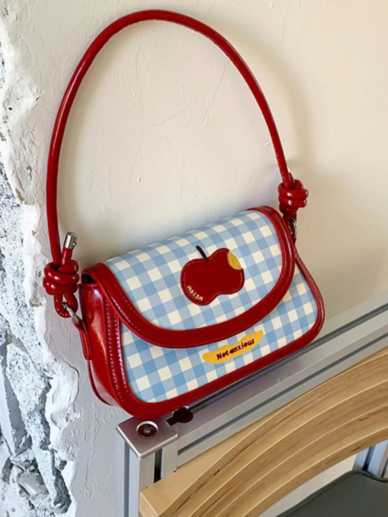 Apple Gingham Shoulder Bag