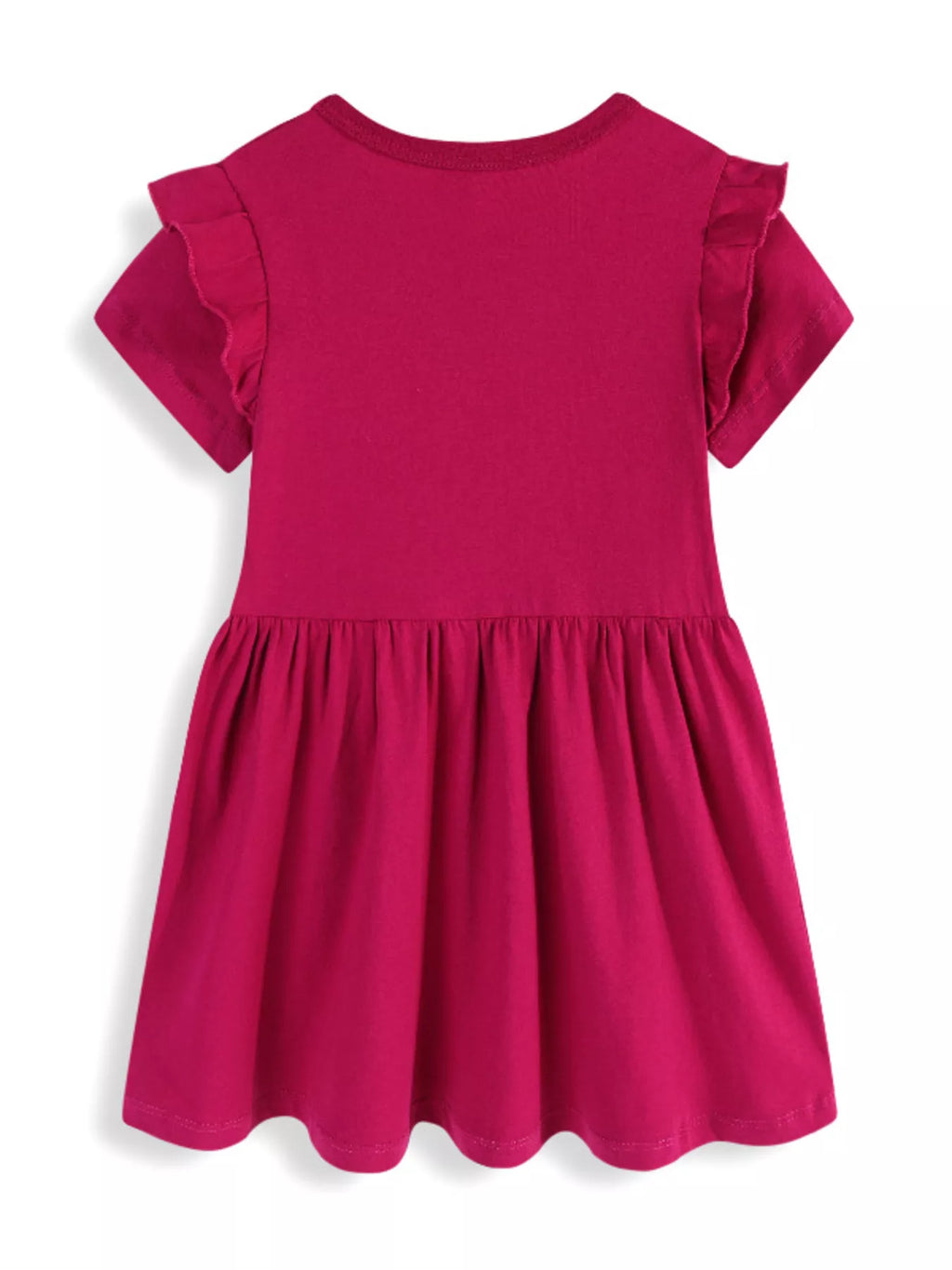 Children's Cherry Bowknot Applique Ruffle Sleeve Casual Dress
