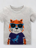 Children's Tiger Graphic Round Neck T-Shirt