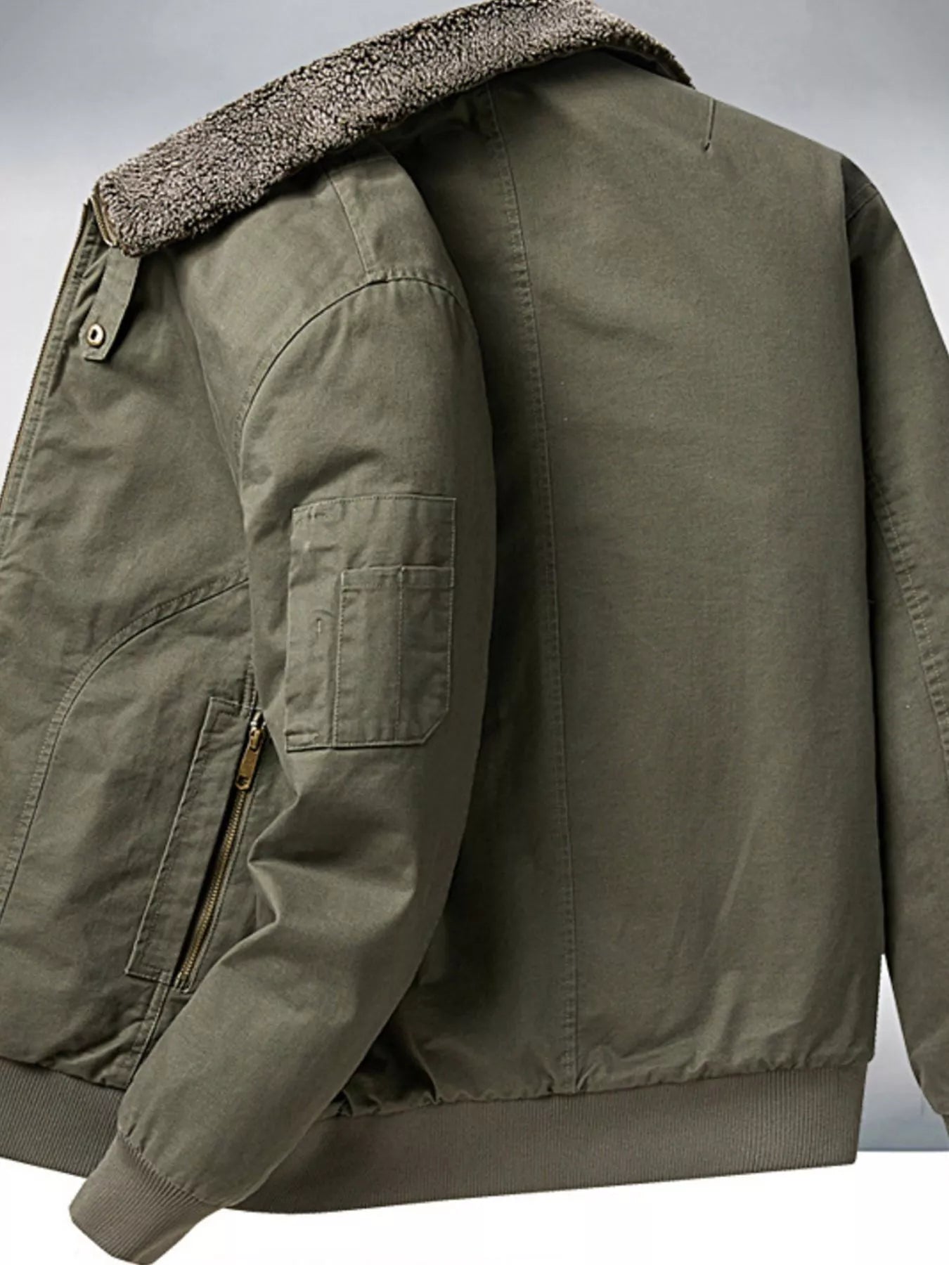 Men's Plus Size Sherpa Lined Zip Up Jacket