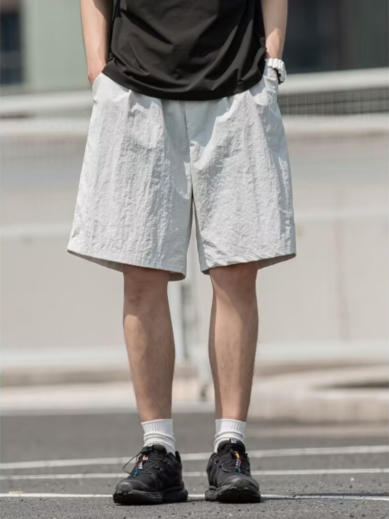 Men's Plus Size Casual Loose-Fit Textured Shorts