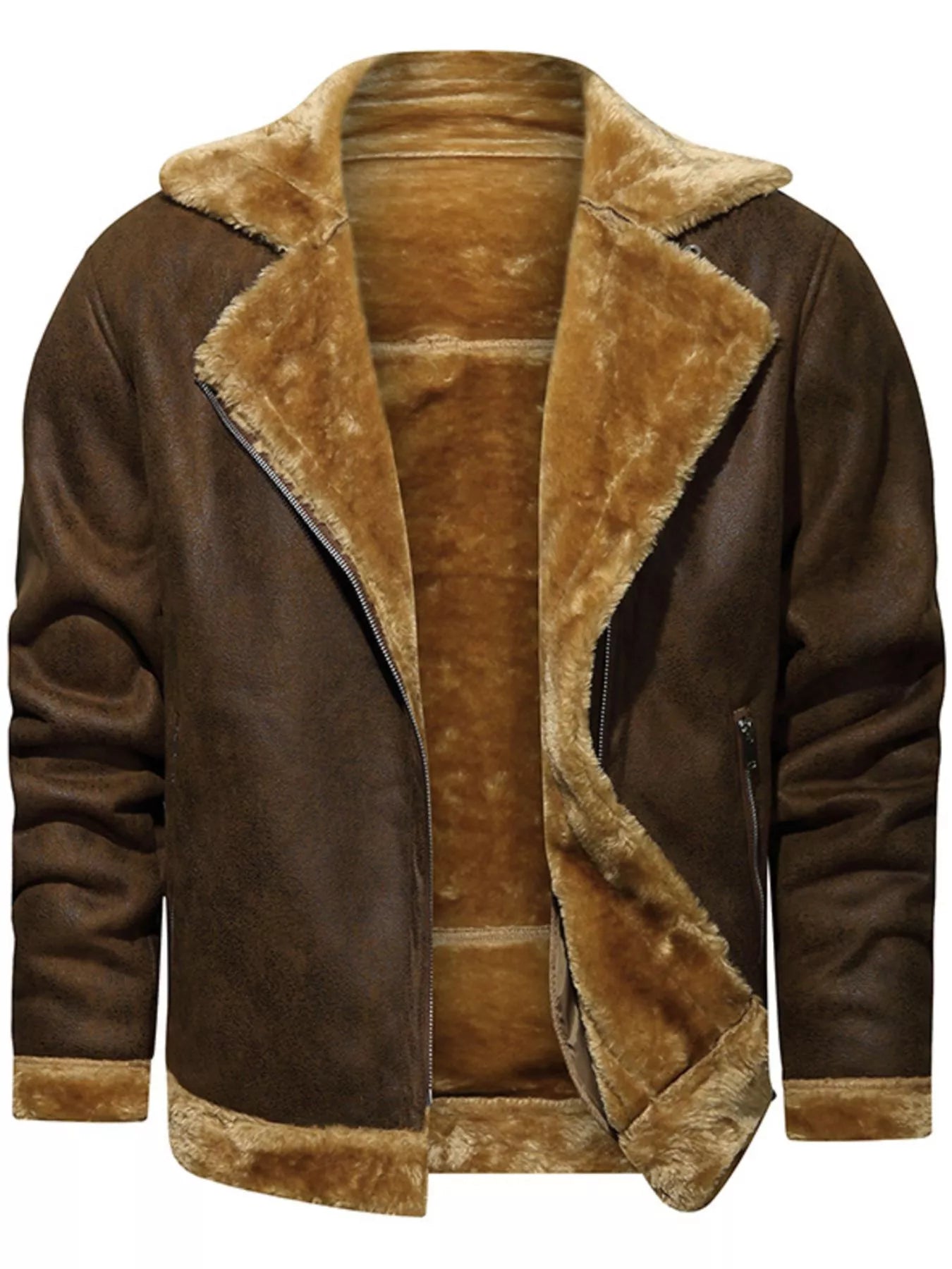 Men's Plus Size Zip Up Fuzzy Outerwear
