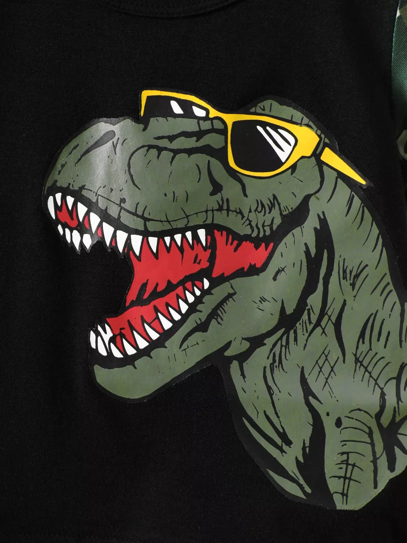 Children's Dinosaur Round Neck Tee and Camo Shorts Set
