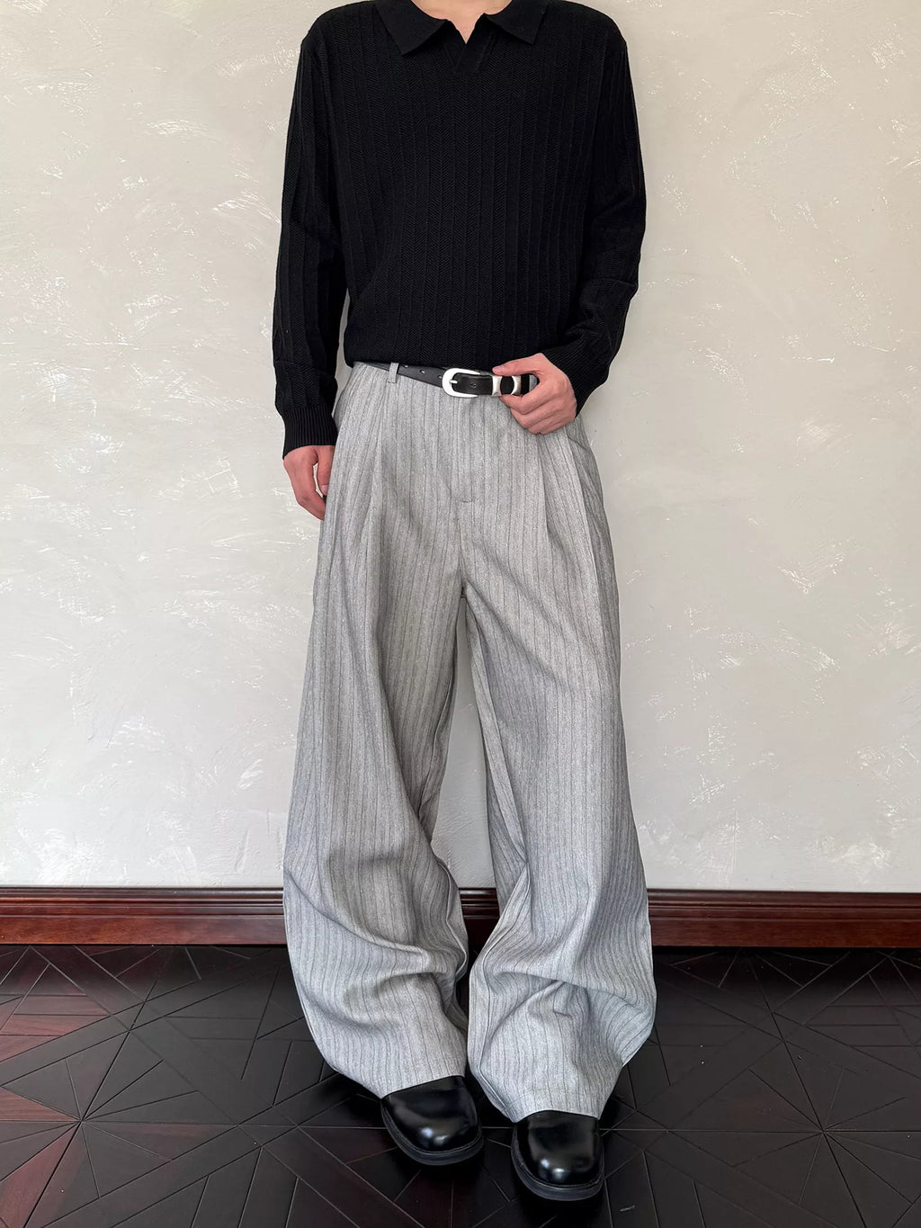 Men's Wide Leg Striped Pants