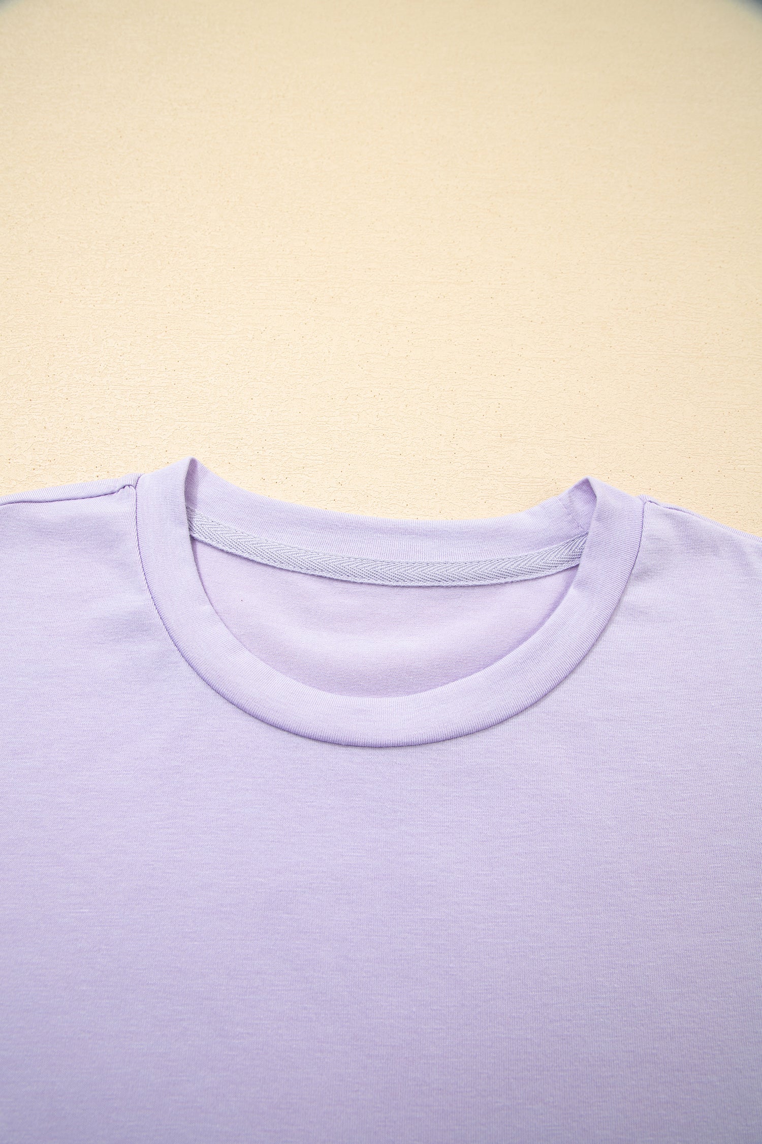 Orchid Petal Casual Plain Crew Neck Tee