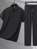 Men's Plus Size Button Detail Polo and Pants Set