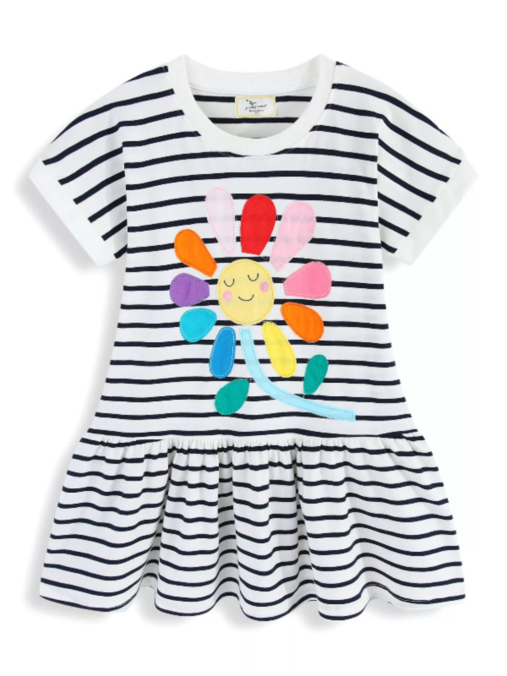Children's Striped Flower Casual Dress