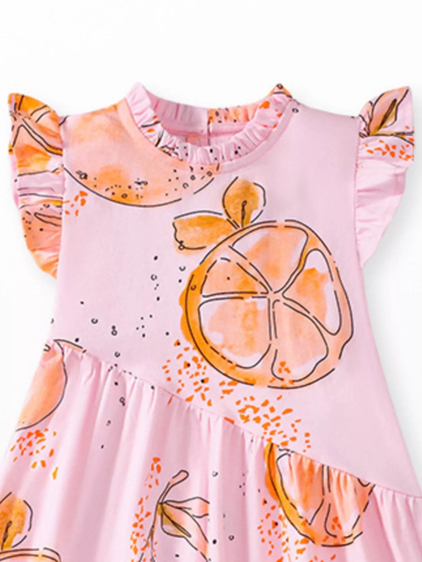 Children's Ruffled Sleeve Fruit Print Casual Dress