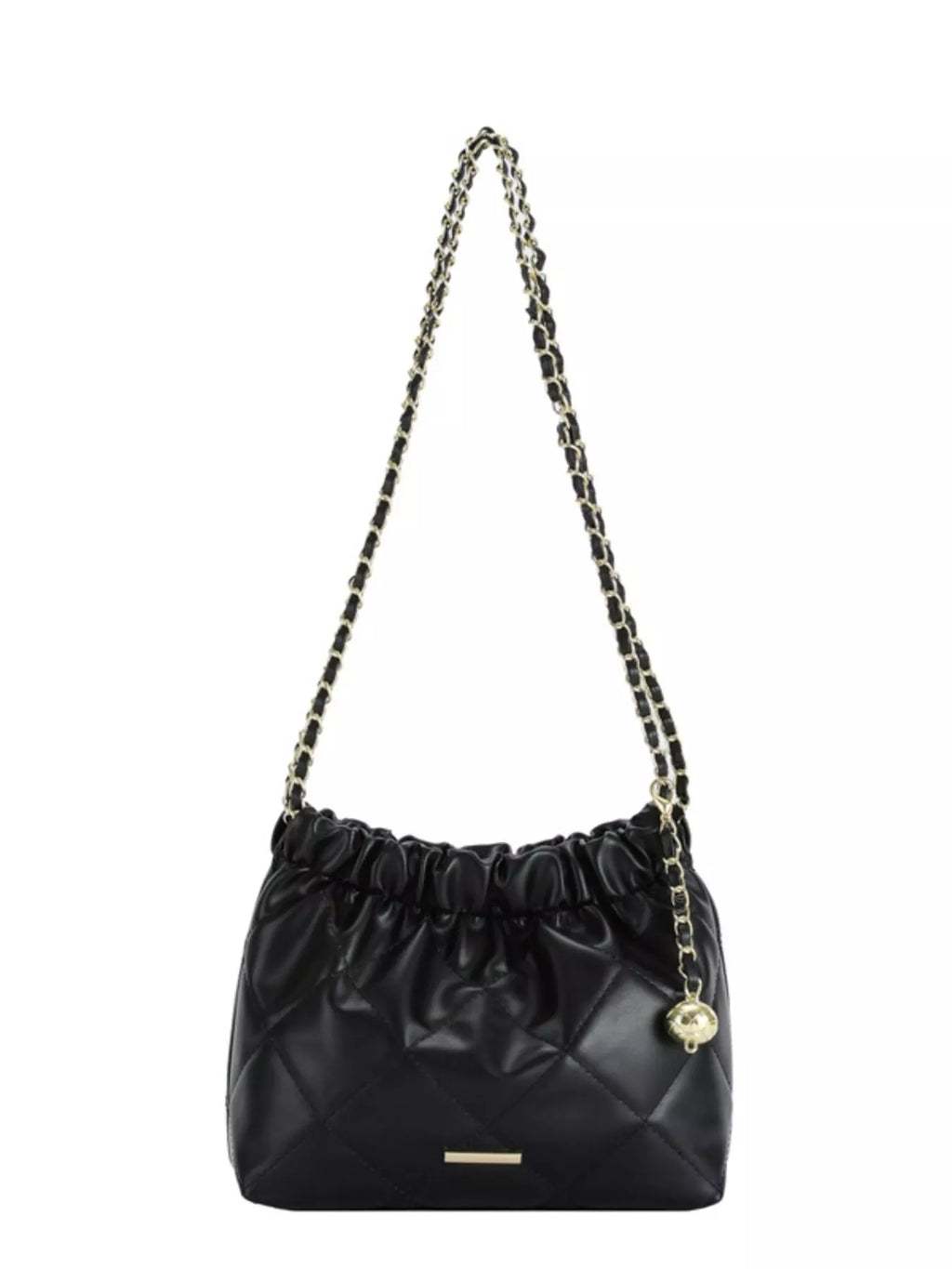 Quilted Ruched Chain Shoulder Bag