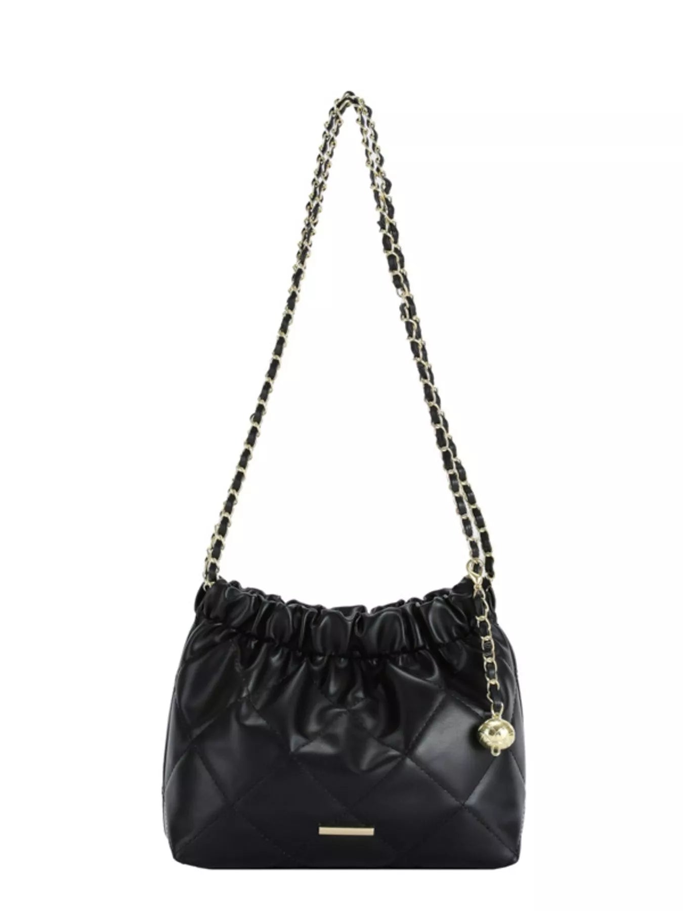 Quilted Ruched Chain Shoulder Bag