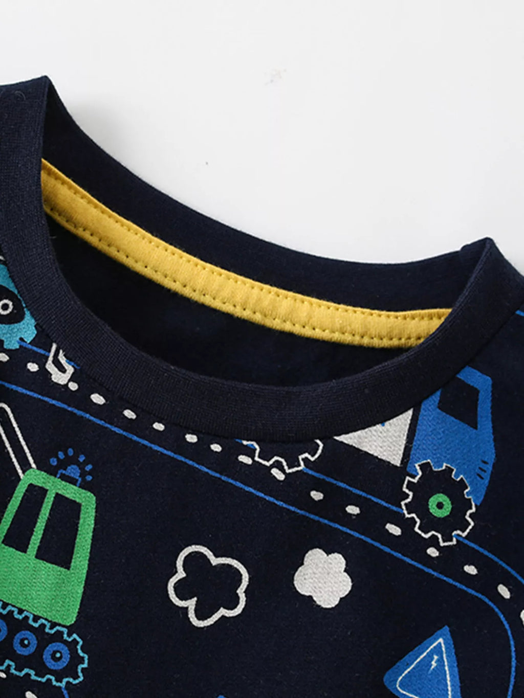 Children's Construction Vehicle Print Short Sleeve T-Shirt