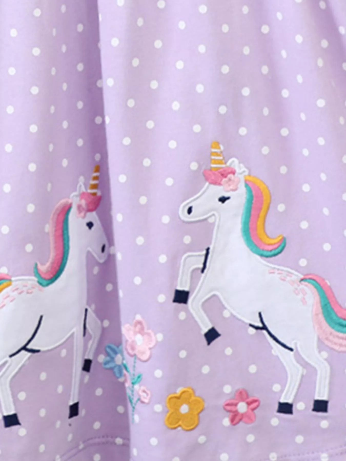 Children's Unicorn Embroidered Polka Dot Dress