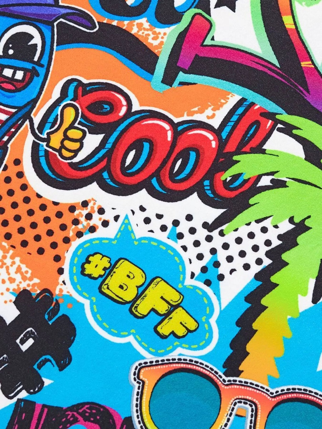 Children's Graffiti Print Crew Neck Short Sleeve T-Shirt