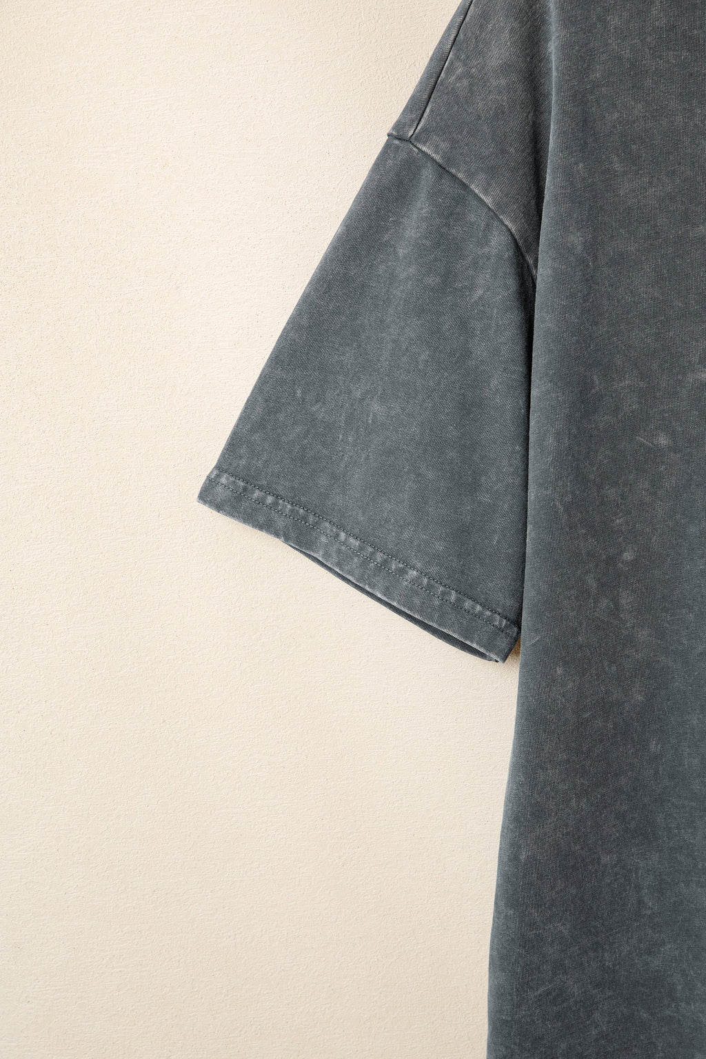 Dark Grey Solid Color Cotton Mineral Washed Oversize Tee