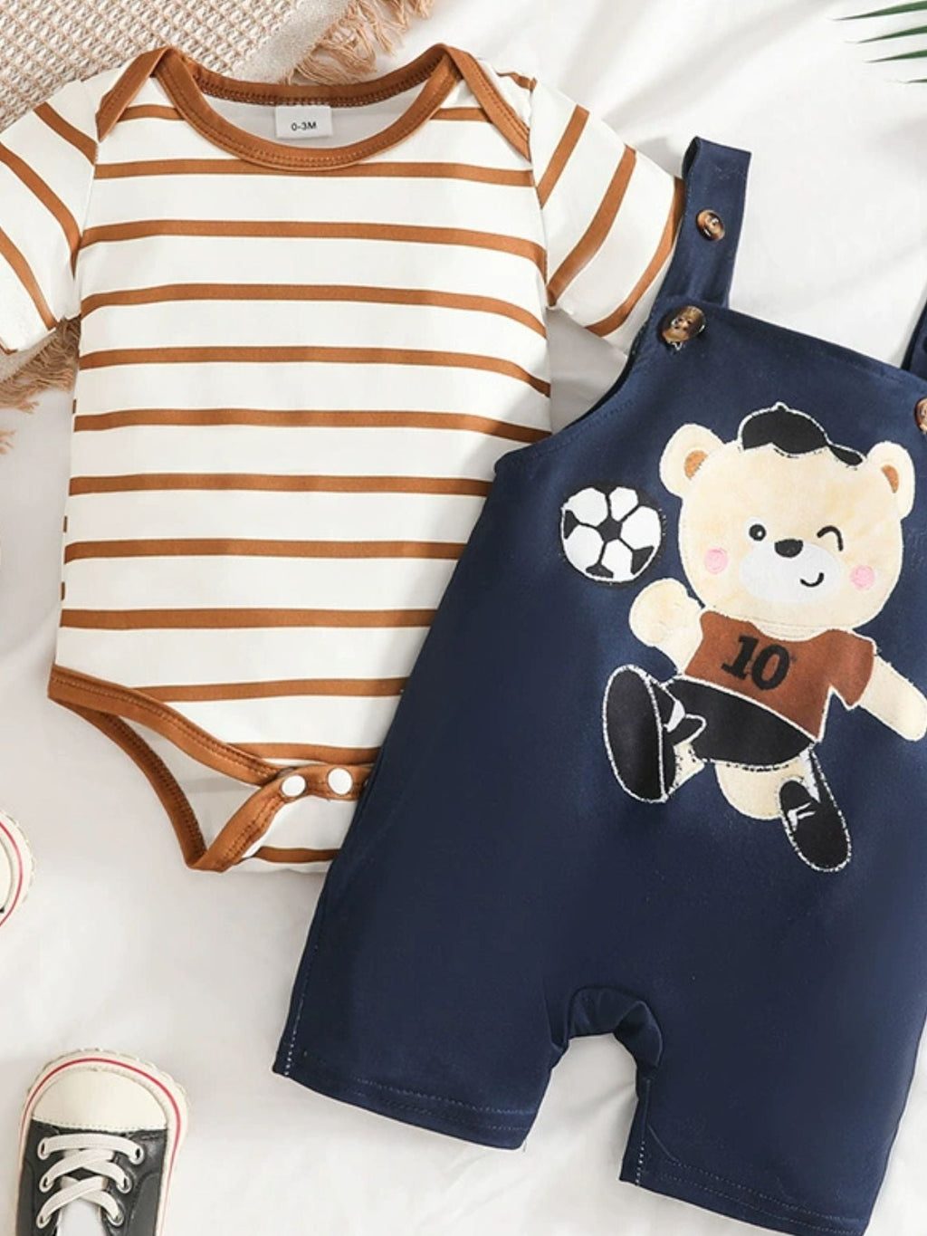 Children's Striped Bodysuit and Overalls Set