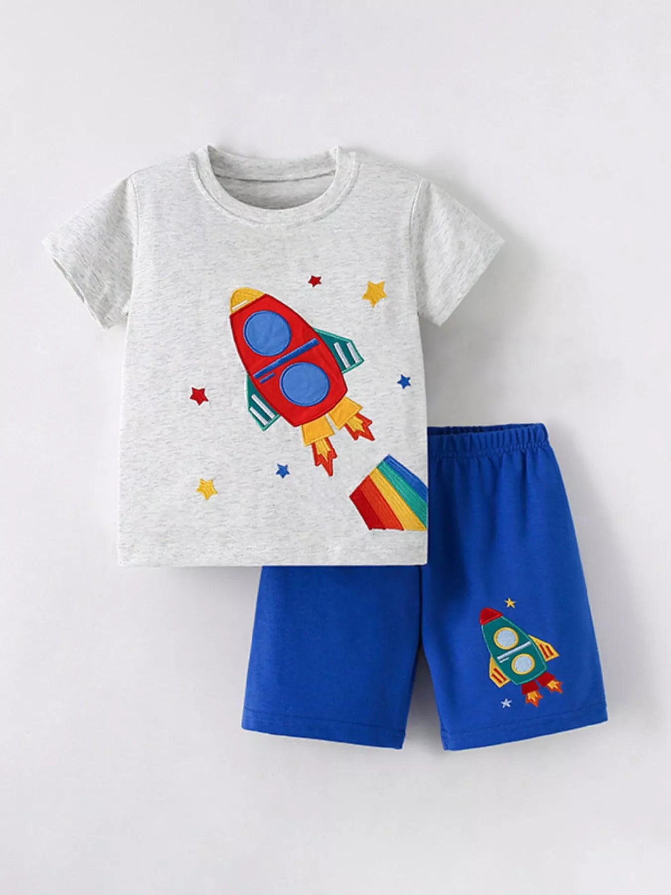 Children's Rocket Adventure Applique Tee and Shorts Set