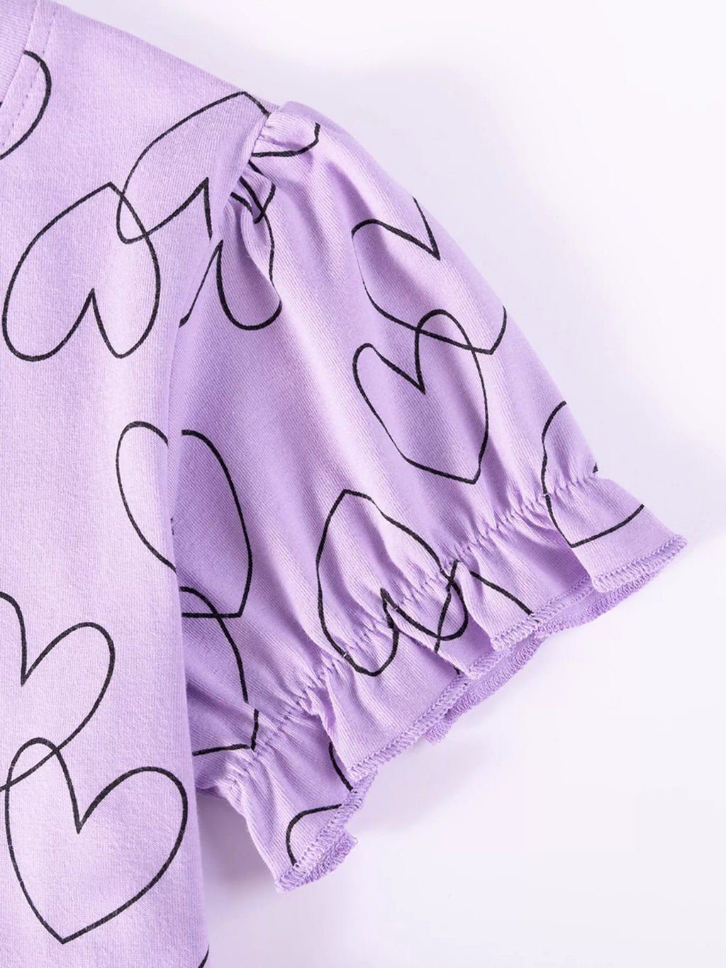 Children's Heart Print Ruffle Sleeve Casual Dress
