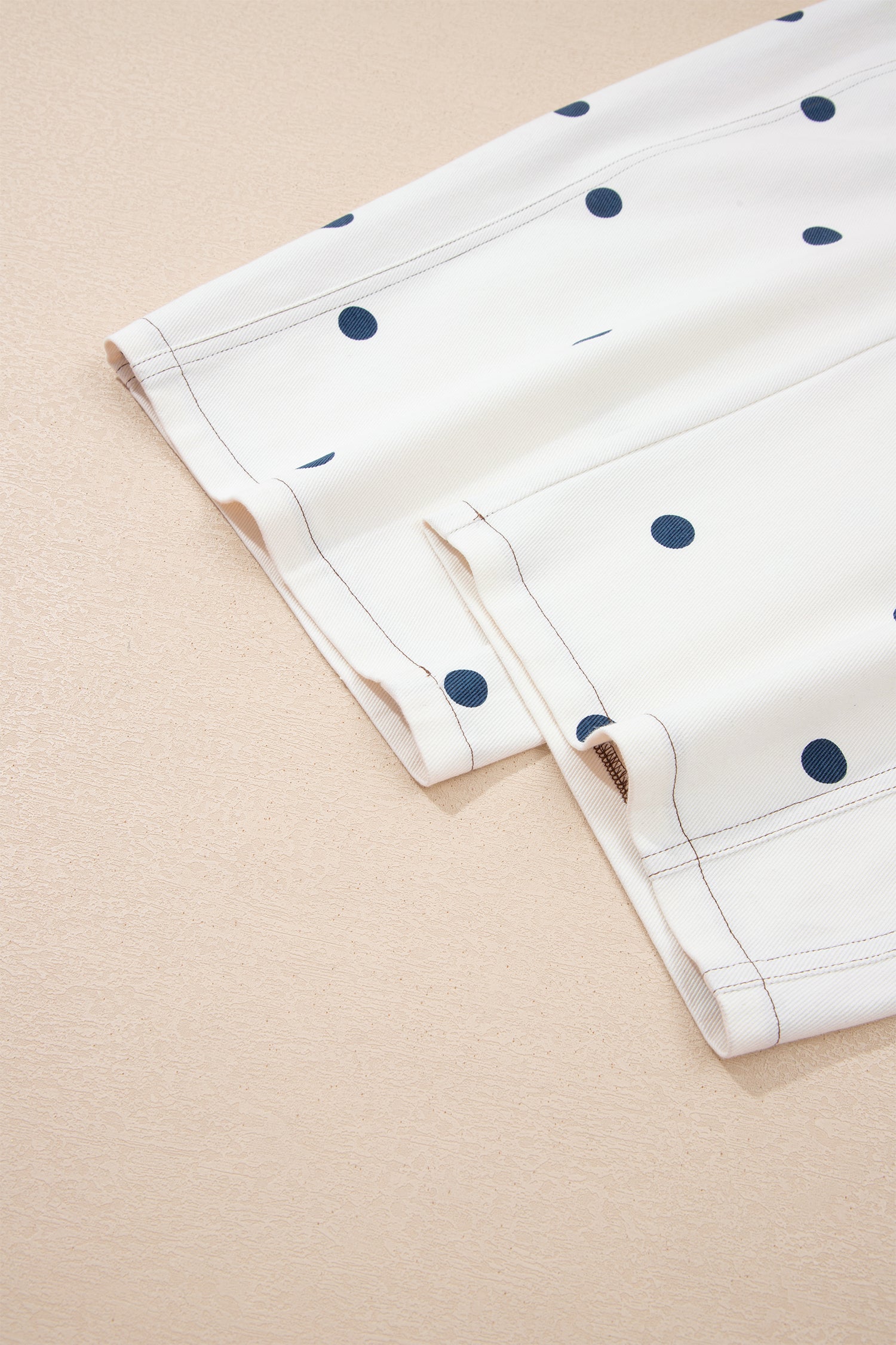 Jet Stream Polka Dot Print Bib Pocket Denim Barrel Overalls Jumpsuit