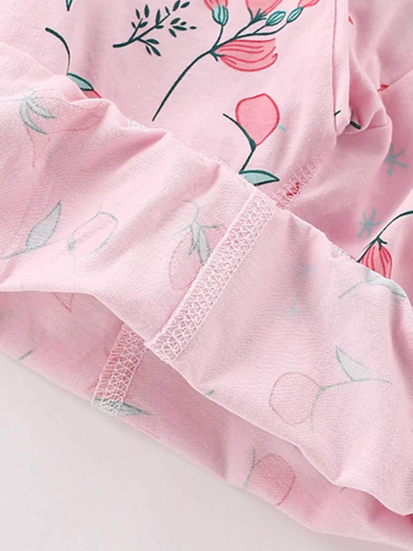 Children's Floral Print Short Sleeve Tee and Shorts Set
