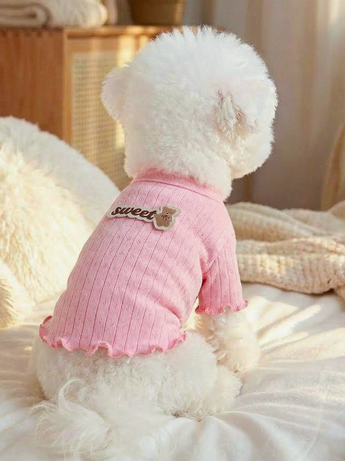 Sweet Bear Patch Ribbed Pet Top