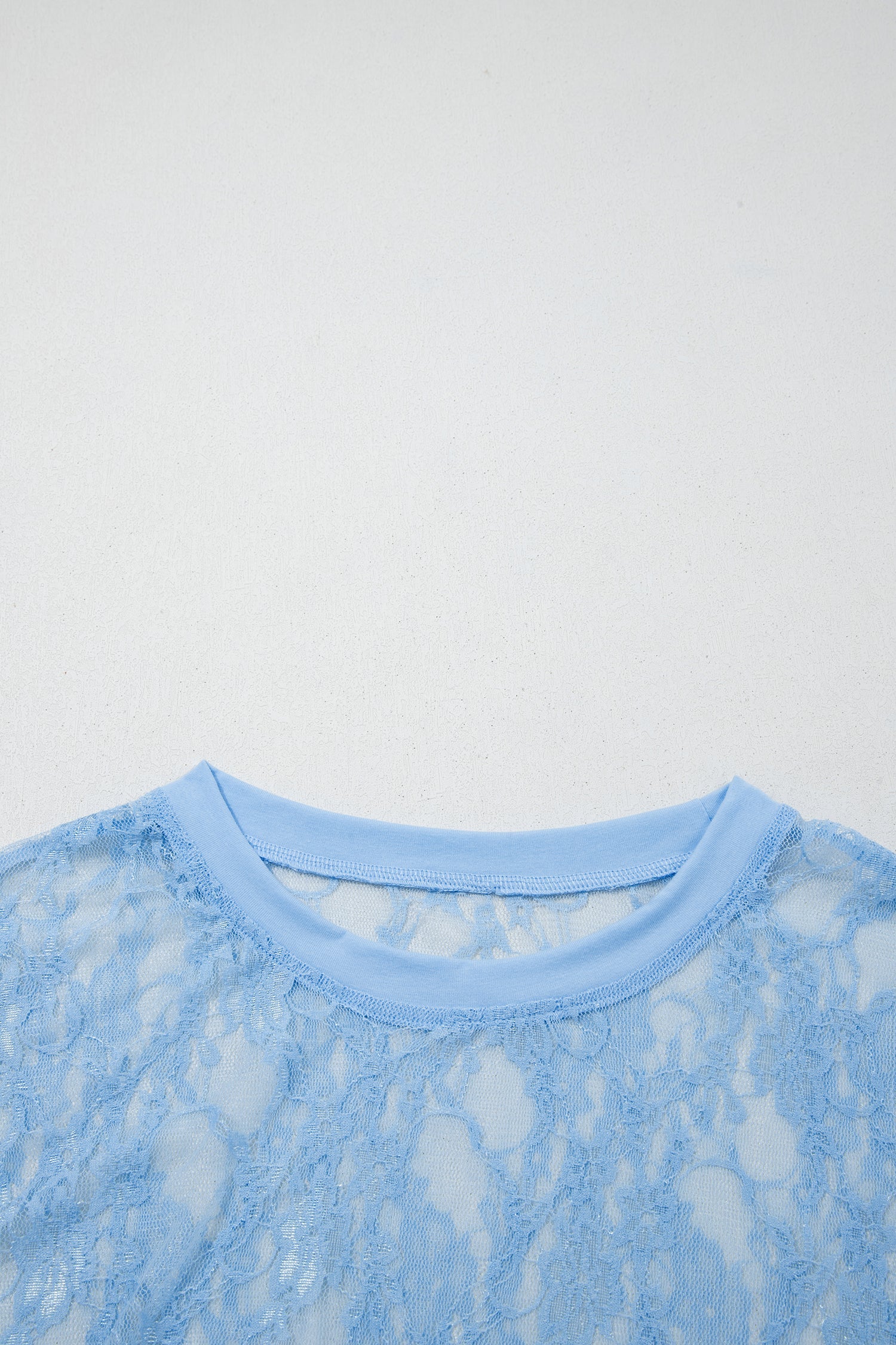 Beau Blue Sheer Floral Lace Boxy Tee