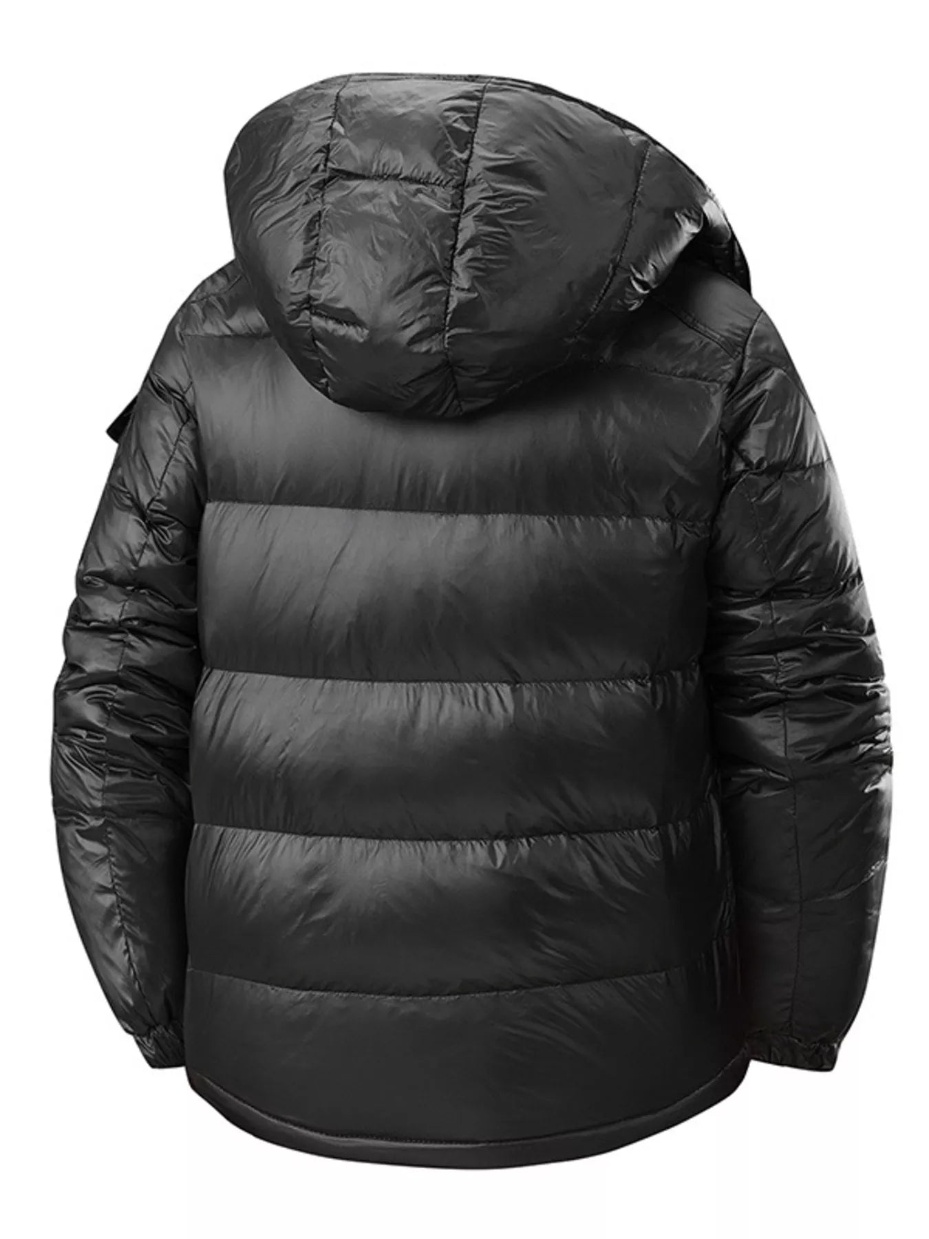 Men's Full Size Hooded Puffer Jacket with Side Zipper Pockets Plus Size