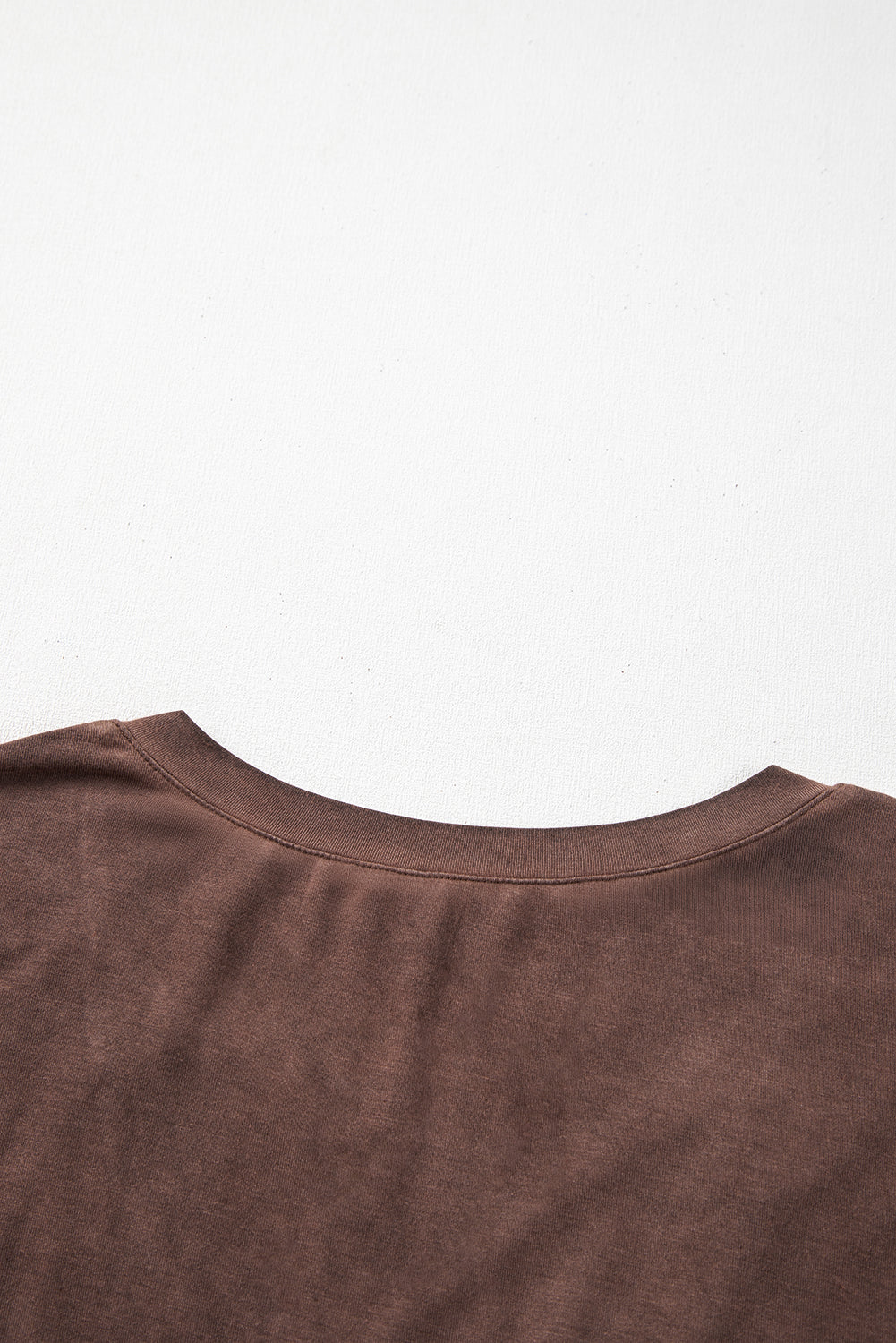 Chestnut Mineral Wash Criss Cross V Neck Casual T Shirt
