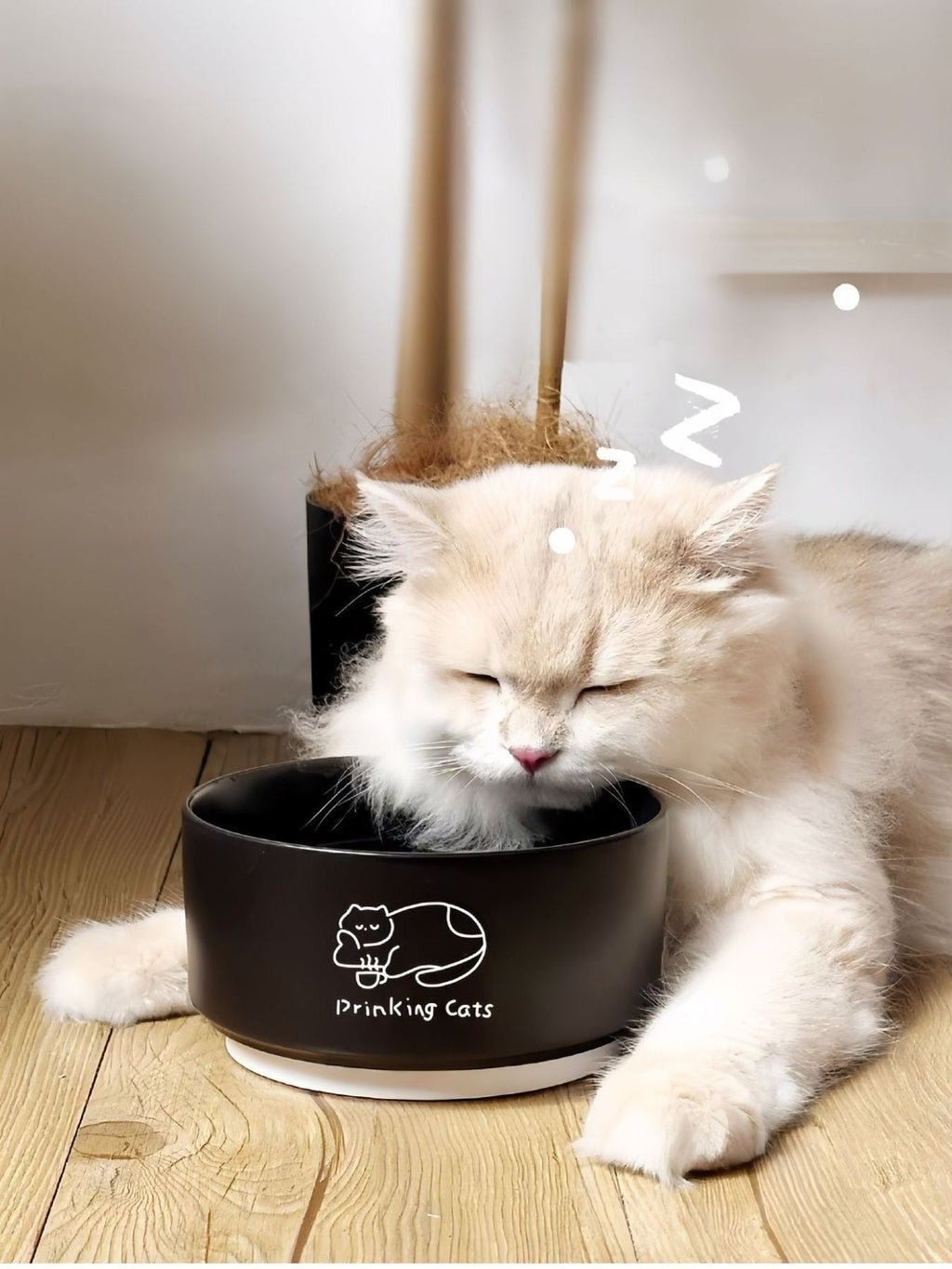 Drinking Cats Pattern Ceramic Pet Bowl
