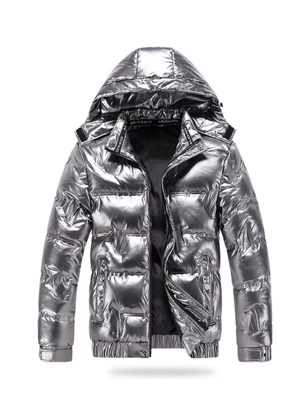 Men's Plus Size Zip Up Puffer Jacket with Hood