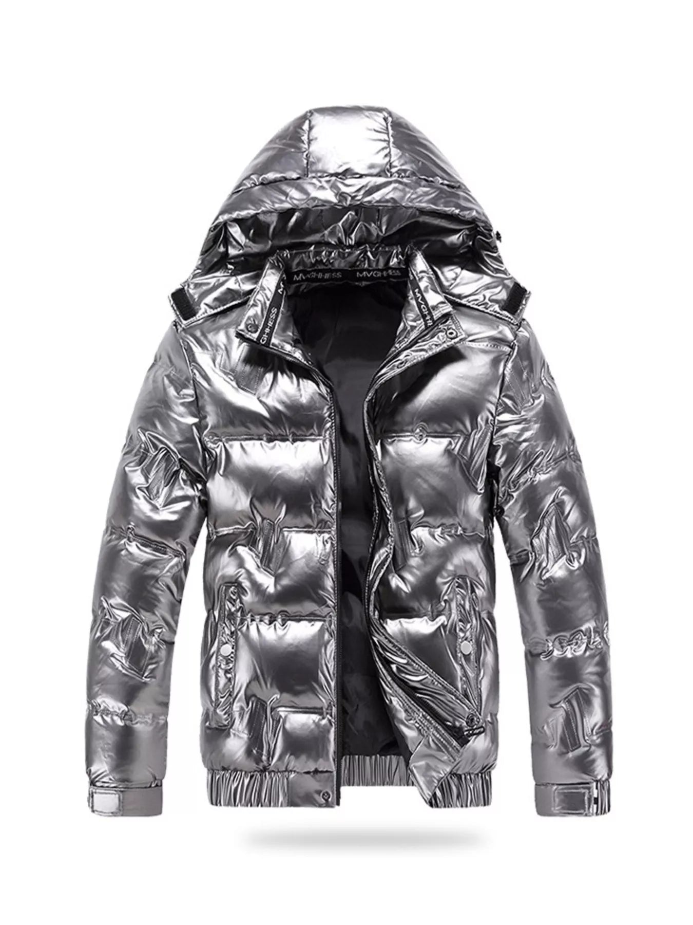 Men's Plus Size Zip Up Puffer Jacket with Hood