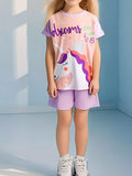 Children's Unicorn Short Sleeve Top and Shorts Set