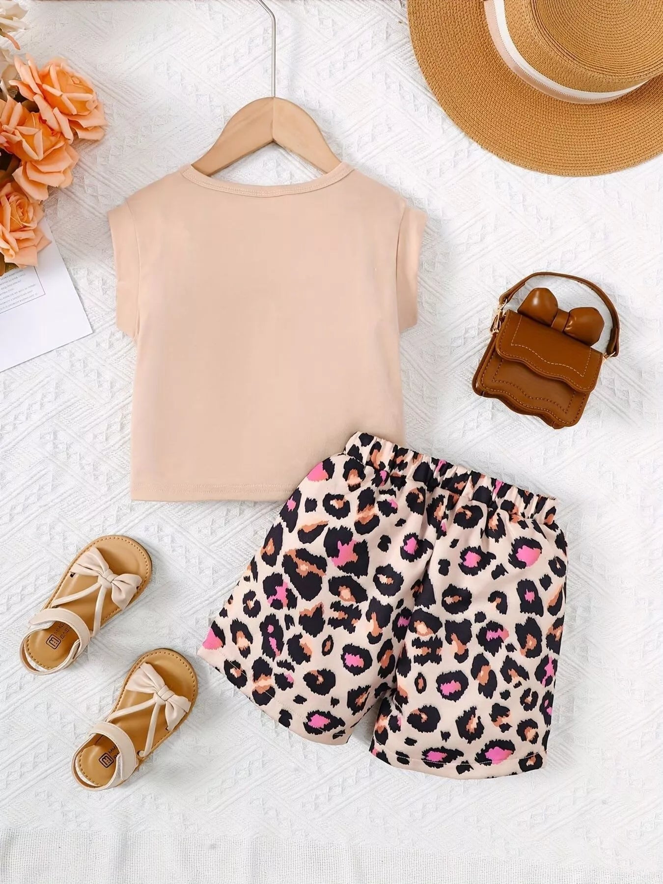 Children's Windmill Graphic Tee & Leopard Shorts Set