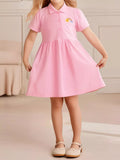 Children's Rainbow Embroidered Polo Dress