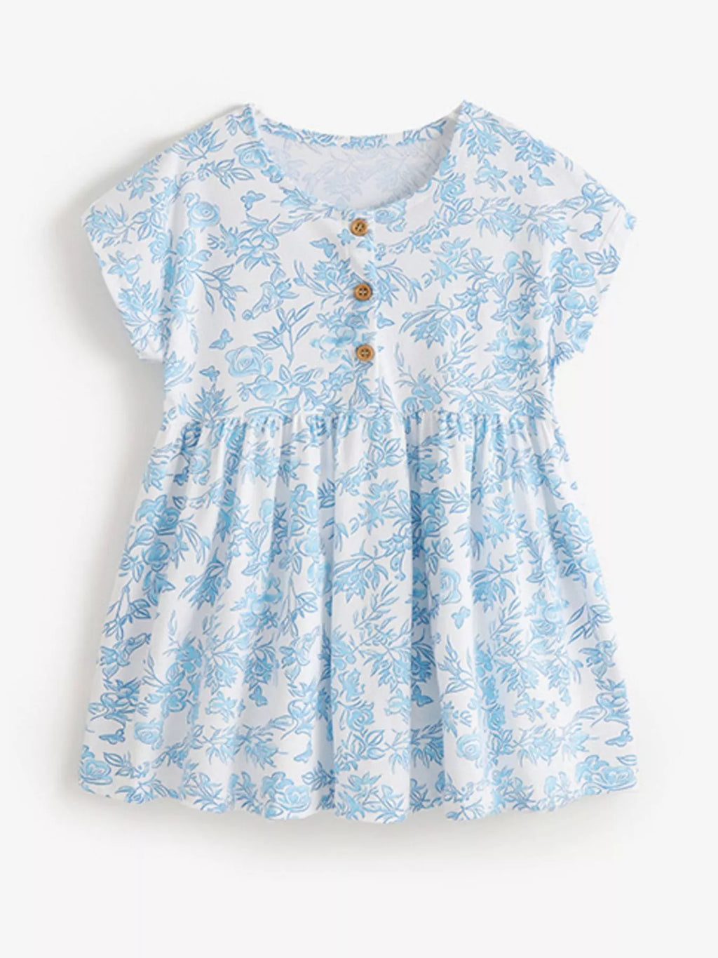 Children's Floral Print Button-Front Casual Dress