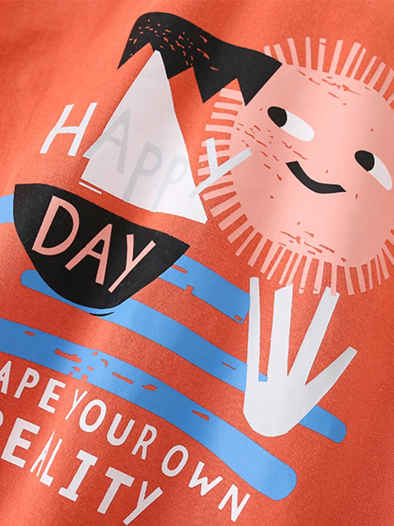 Children's Happy Day Graphic Round Neck T-Shirt