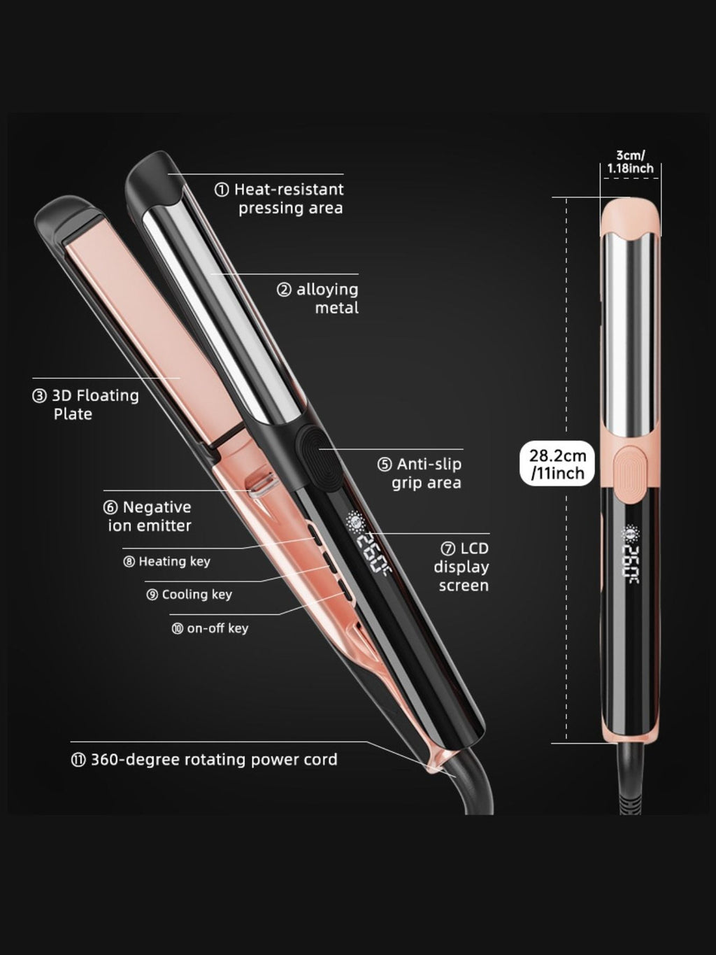 Adjustable Temperature Hair Straightener