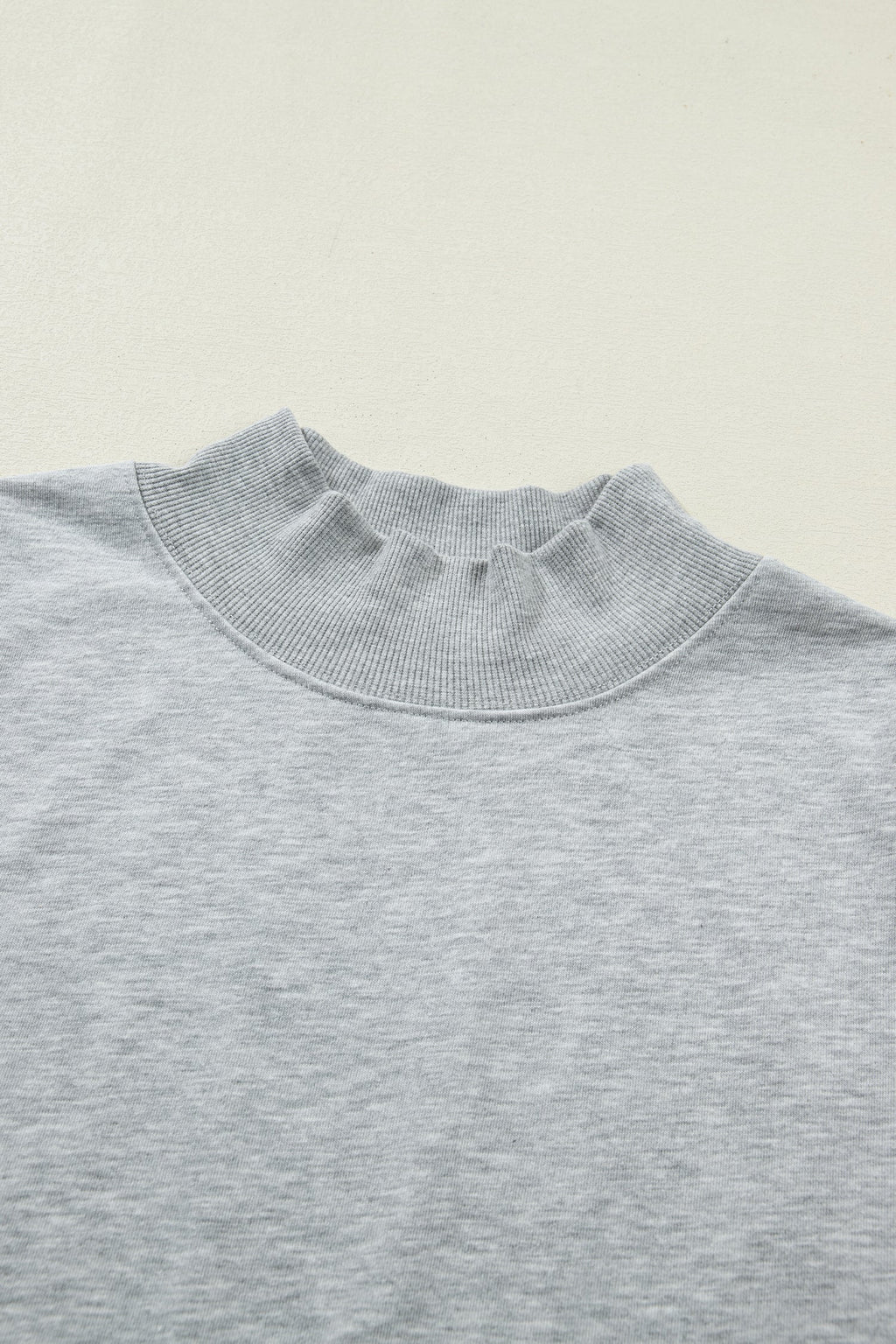 Light Grey Solid Color High Neck Cap Sleeve Loose Top
