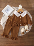 Children's Ruffle Trim Bow Decor Baby Set