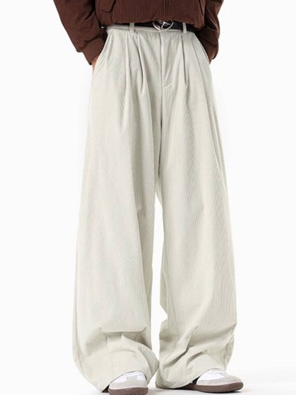 Men's Plus Size Pleated Detail Wide Leg Pants