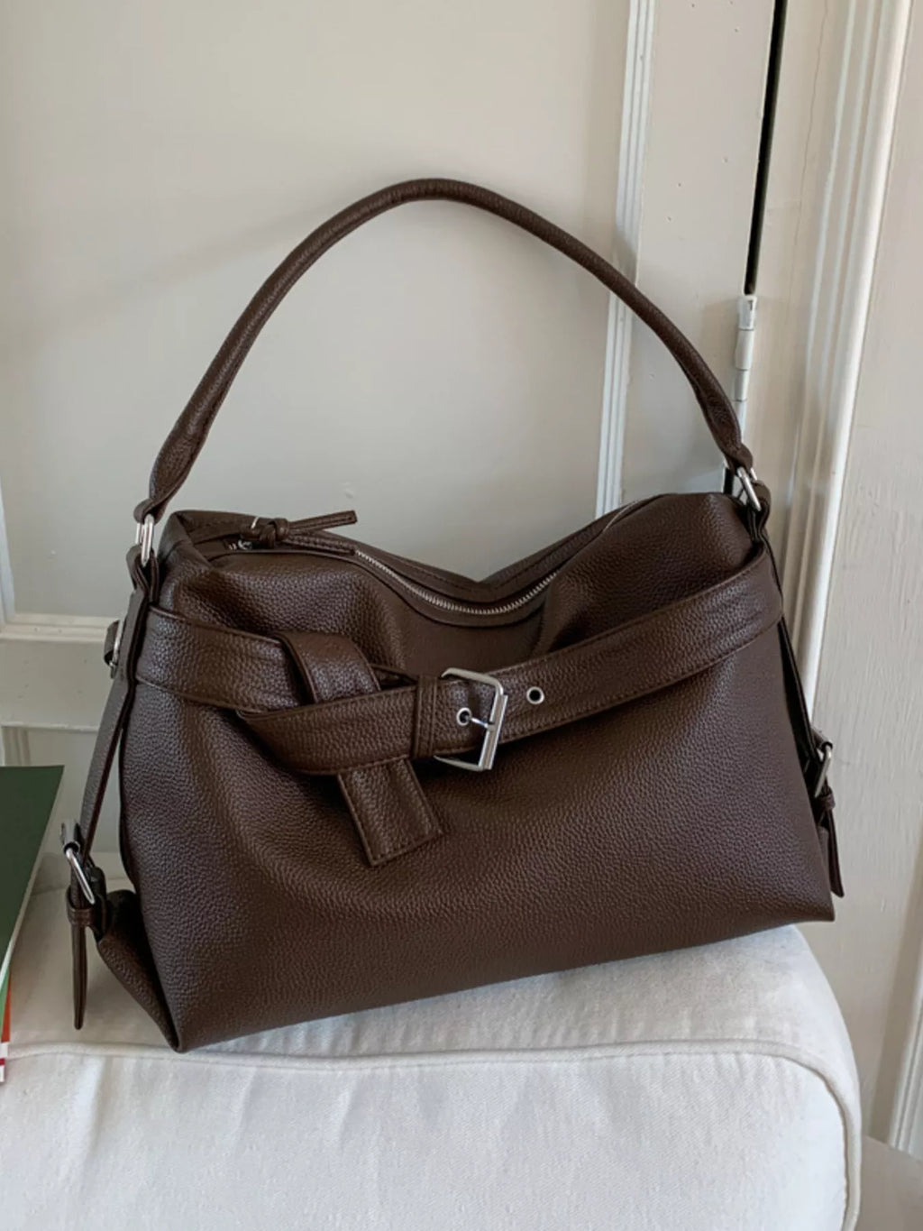 Decor Buckle Leather Shoulder Bag