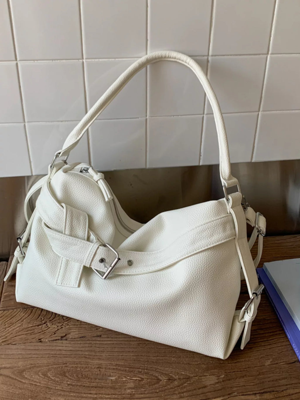 Decor Buckle Leather Shoulder Bag