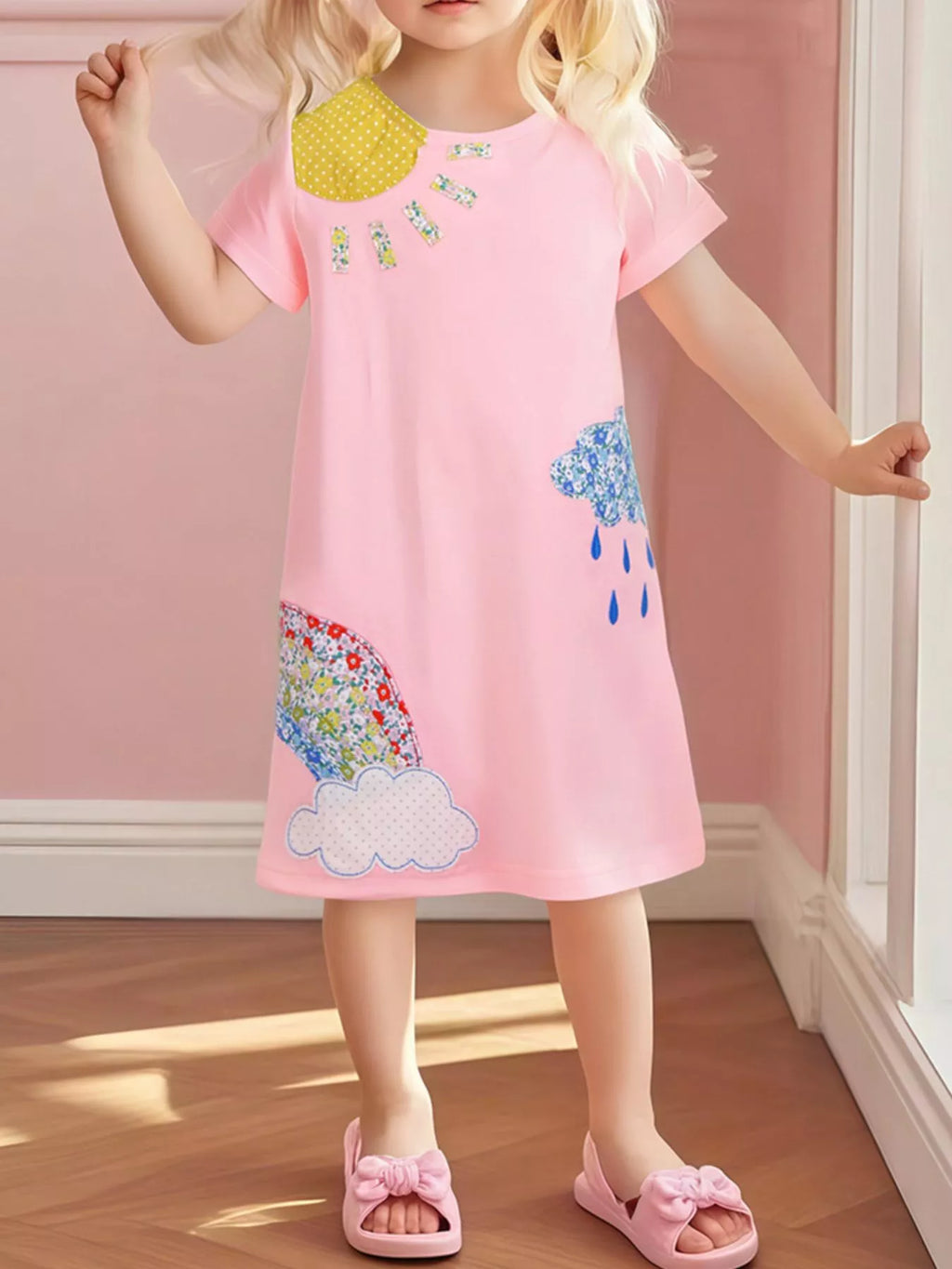 Children's Round Neck Short Sleeve Dress
