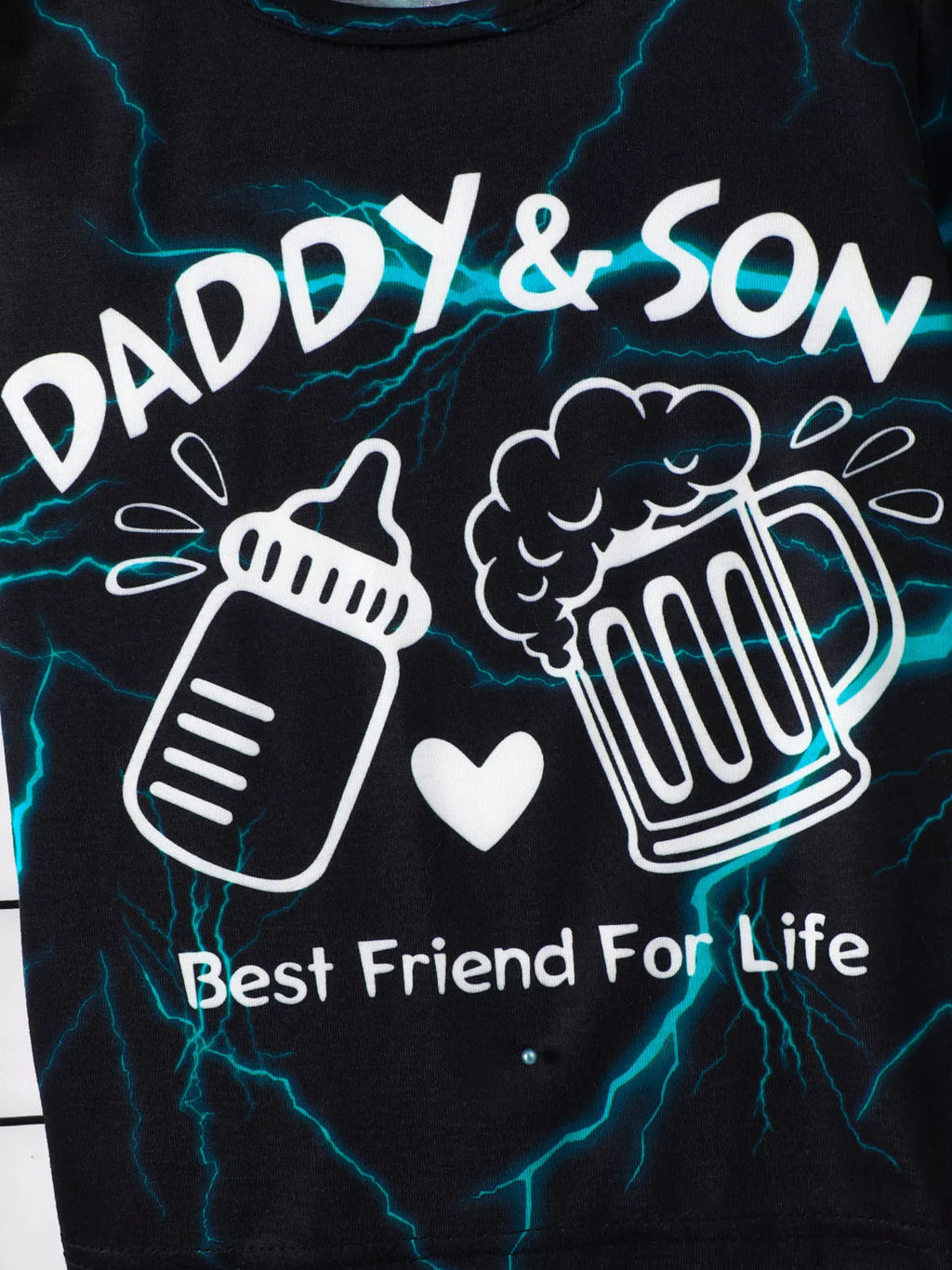 Children's Daddy & Son Best Friend Lightning Print Tee & Denim Shorts Set