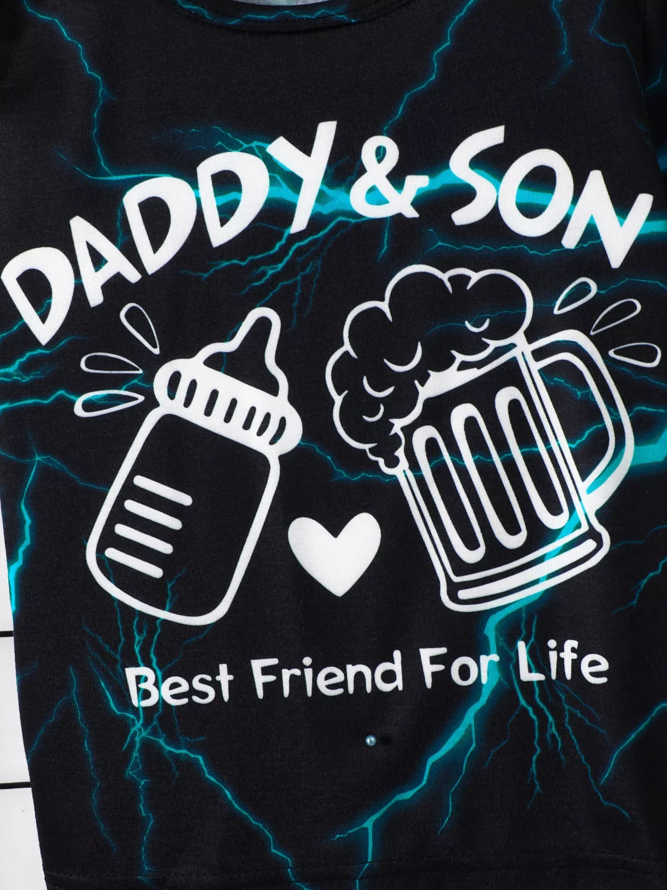 Children's Daddy & Son Best Friend Lightning Print Tee & Denim Shorts Set