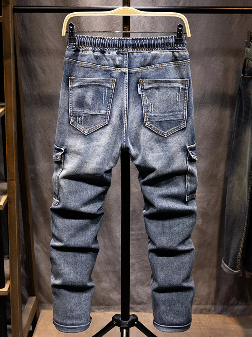Men's Full Size Relaxed Fit Drawstring Jeans Plus Size