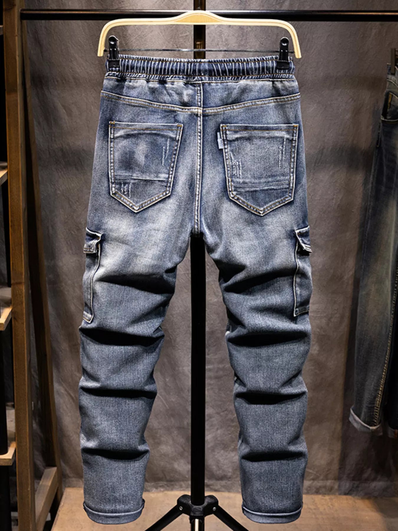 Men's Full Size Relaxed Fit Drawstring Jeans Plus Size