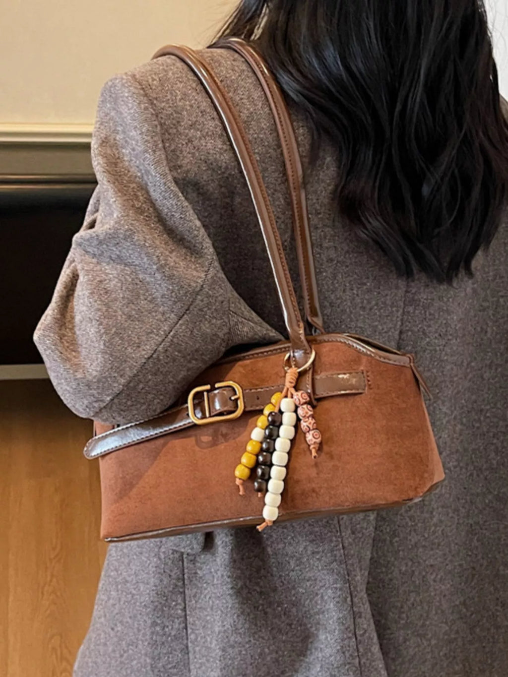Buckle Decor Shoulder Bag